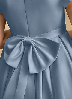 Azazie Pearl vestidos de niña de las flores Vestido de Azul Polvoriento de Satin Mate de Princesa con Plisado image8