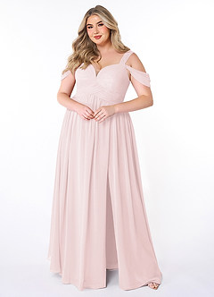 Azazie Lianne Jurken voor bruidsmeisjes Jurk van Chiffon met A-Lijn Off the Shoulder Blozend Roze image7