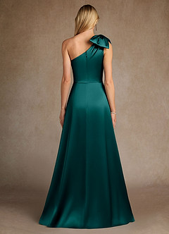 Azazie Easton Mother of the Bride Dresses Peacock A-Line One Shoulder Stretch Satin Dress image3