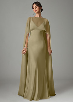 Azazie Stefania Robes de demoiselle d'honneur Robe Trapèze en Satin extensible Vert Mousse image1