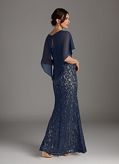 Azazie Lemus Mother of the Bride Dresses Dark Navy Taupe Sheath Sequins Chiffon Dress image5