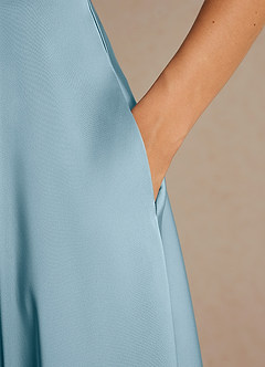 Azazie Niles Mother of the Bride Dresses Moody Blue A-Line Trains Stretch Satin Dress image9
