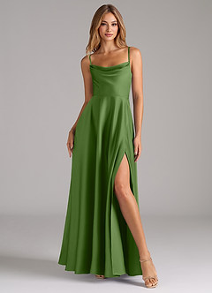 Azazie Elle Brudtärnklänningar Klä av A-Linje i Stretch Satin Plisserad Basilika image4