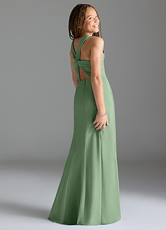 Azazie Rue Junior Robe Sirène en Mousseline de soie Fente Latérale Matcha image5