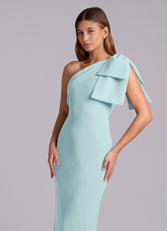 Azazie Yuanna Bridesmaid Dresses Sea Glass Mermaid One Shoulder Chiffon Dress image7
