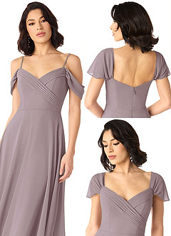 Azazie Tancie Vestidos de damas de honor Vestido de Atardecer de Gasa de Corte en A Convertible con Vestidos sin tirantes image6