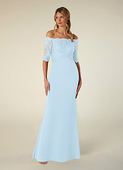Azazie Jette Mother of the Bride Dresses Sky Blue Mermaid Off the Shoulder Lace Dress image1