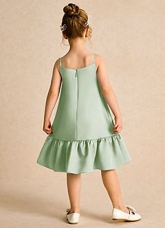 Azazie Kiwi Flower Girl Dresses Dusty Sage A-Line Spaghetti Strap Matte Satin Dress image2