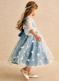 Azazie Elowen Robe Demoiselle D'honneur Fillette Robe Trapèze en Dentelle Encolure en Forme de Cœur Bermude image6