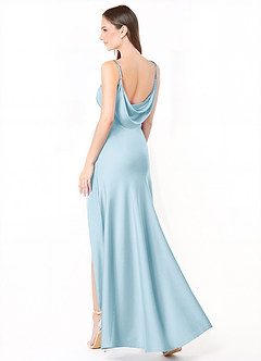 Azazie Alaija Bridesmaid Dresses Sky Blue Mermaid Side Slit Stretch Satin Dress image1