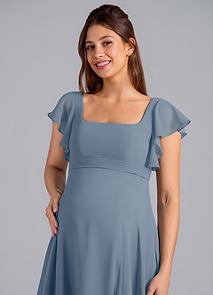 Azazie Bondi Brautjungfernkleider für Schwangere A-Linie Gestreift Chiffon Bodenlänge Kleid image5