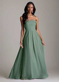 Azazie Lucienne Bridesmaid Dresses Eucalyptus A-Line Strapless Chiffon Convertible Dress image1