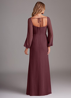 Azazie Charissa Bridesmaid Dresses Sangria Sheath Long Sleeve Chiffon Dress image6
