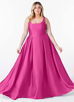 Azazie Neve Brudtärnklänningar Klänning av Balklänning i Stretch Satin med fickor Fuchsia image10