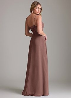 Azazie Terese Bridesmaid Dresses Espresso A-Line Pleated Chiffon Dress image2