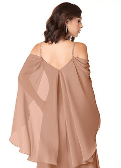 Azazie Cienna Abiti da Damigella Abito A-Line in Chiffon a Spalla Scoperta Champagne Rosa image3