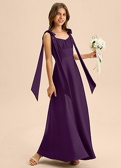 Azazie Halley Junior Klä av A-Line i Stretch Satin Rosett image5