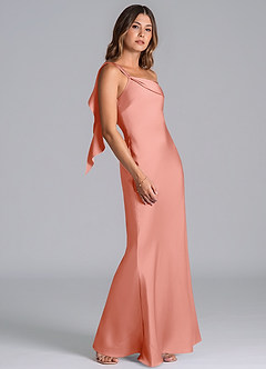 Azazie Driea Brudtärnklänningar Klä av Sjöjungfru i Stretch Satin Ena axeln Korall image5