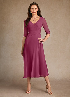 Azazie Durant vestidos de madre de la novia Vestido de Mora de Gasa de Corte En A con Plisado image4