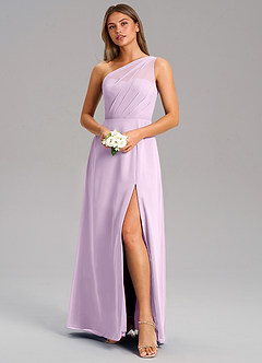 Azazie Phaedra Jurken voor bruidsmeisjes Jurk van Chiffon met A-Lijn One-Shoulder Frosted Lila image4
