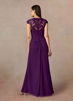 Azazie Birdie Mother of the Bride Dresses Grape A-Line Queen Anne Sequins Chiffon Dress image5
