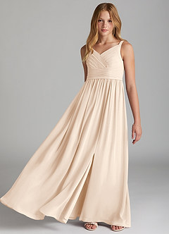 Azazie Chanel Junior Blushing Pink A-Line Sweetheart Neckline Chiffon Dress image2