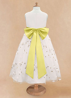 Azazie Pollie Flower Girl Dresses Ivory Canary A-Line Bow Tulle Dress image12