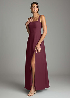 Azazie Debra Bridesmaid Dresses Cabernet A-Line with Pockets Chiffon Convertible Dress image5