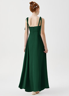 Azazie Rosey Junior Robe Trapèze en Satin extensible Encolure en Forme de Cœur Vert Foncé image2
