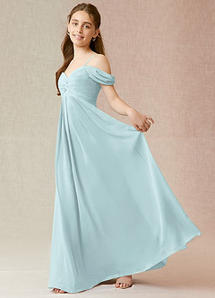 Azazie Kaitlynn Junior Mist A-Line Off the Shoulder Chiffon Dress image3