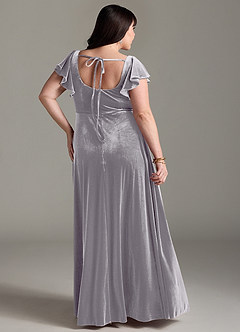 Azazie Bondi Bridesmaid Dresses French Lilac A-Line Side Slit Velvet Dress image8