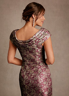 Azazie Alpine Suknie dla Matki Panny Młodej Linia A Pofałdowany Żakard kwiatowy Długość herbaty Sukienka image5