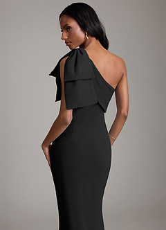 Azazie Yuanna Bridesmaid Dresses Black Mermaid One Shoulder Chiffon Dress image7