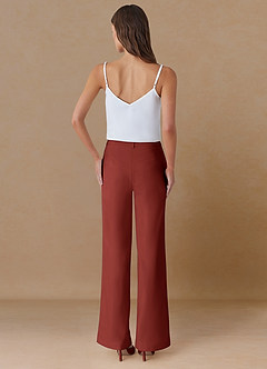 front Marina Terracotta Pantalon droit en tissu raffiné