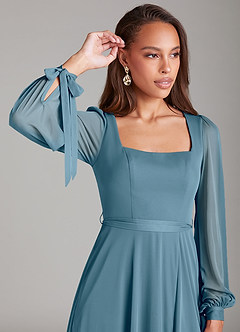 Azazie Leonia Bridesmaid Dresses Bermuda A-Line Long Sleeve Mesh Dress image5