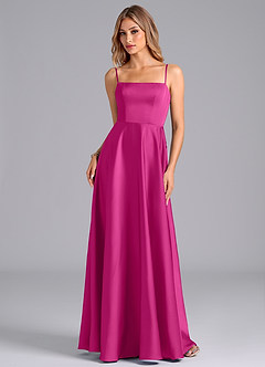 Azazie Elita Brautjungfernkleider A-Linie Plissee Stretch-Satin Kleid Fuchsia image6