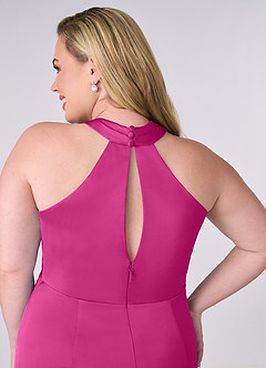 Barbie ♥ Azazie Bridesmaid Dresses Fuchsia Sheath Stretch Satin Dress image11