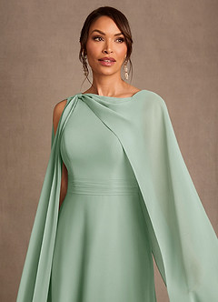 Azazie Liddie vestidos de madre de la novia Vestido de Agave de Gasa de Corte en A con Plisado image5