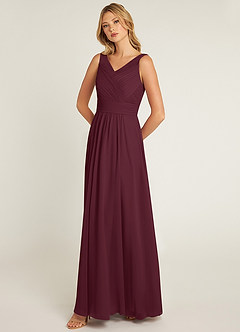 Azazie Pierrette Brautjungfernkleider A-Linie Plissee Chiffon Kleid Cabernetrot image3