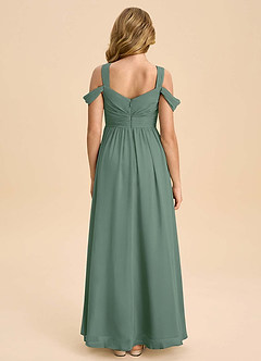 Azazie Lianne Junior Eucalyptus A-Line Off the Shoulder Chiffon Dress image7