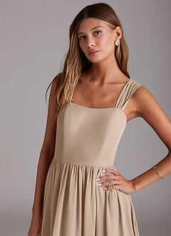 Azazie Calianna Bridesmaid Dresses Taupe A-Line Off the Shoulder Chiffon Convertible Dress image7