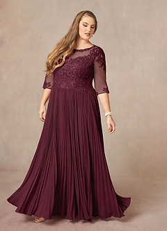Azazie Corinne Mother of the Bride Dresses Cabernet A-Line Sequins Chiffon Dress image10