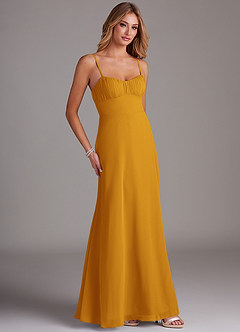 Azazie Breonna Bridesmaid Dresses Butterscotch A-Line Sweetheart Neckline Chiffon Dress image4