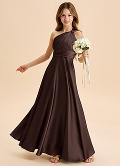 Azazie Charlize Junior Jurk van Stretch Satijn met A-Lijn Geplooid Ganache image4