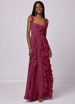 Barbie ♥ Azazie Suknie dla druhen Linia A z kieszeniami Szyfon Do ziemi Sukienka image3