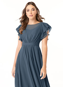 Azazie Daphne Modest Bridesmaid Dresses A-Line Ruffled Chiffon Floor-Length Dress image8