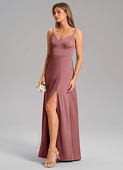 Azazie Talina Bridesmaid Dresses Amethyst A-Line Stretch Satin Dress image4