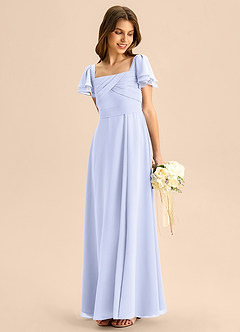 Azazie Azey Junior Lavender A-Line Ruched Chiffon Dress image3