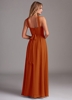 Azazie Dixie Bridesmaid Dresses Paprika A-Line Halter Pleated Chiffon Dress image2