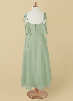 Azazie Temi Flower Girl Dresses Dusty Sage A-Line Spaghetti Strap Chiffon Dress image11